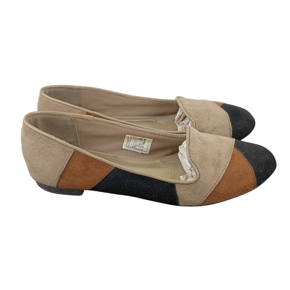 Christian Siriano for Payless Womens Colorblock Loafers Tan Brown Black Size 7.5